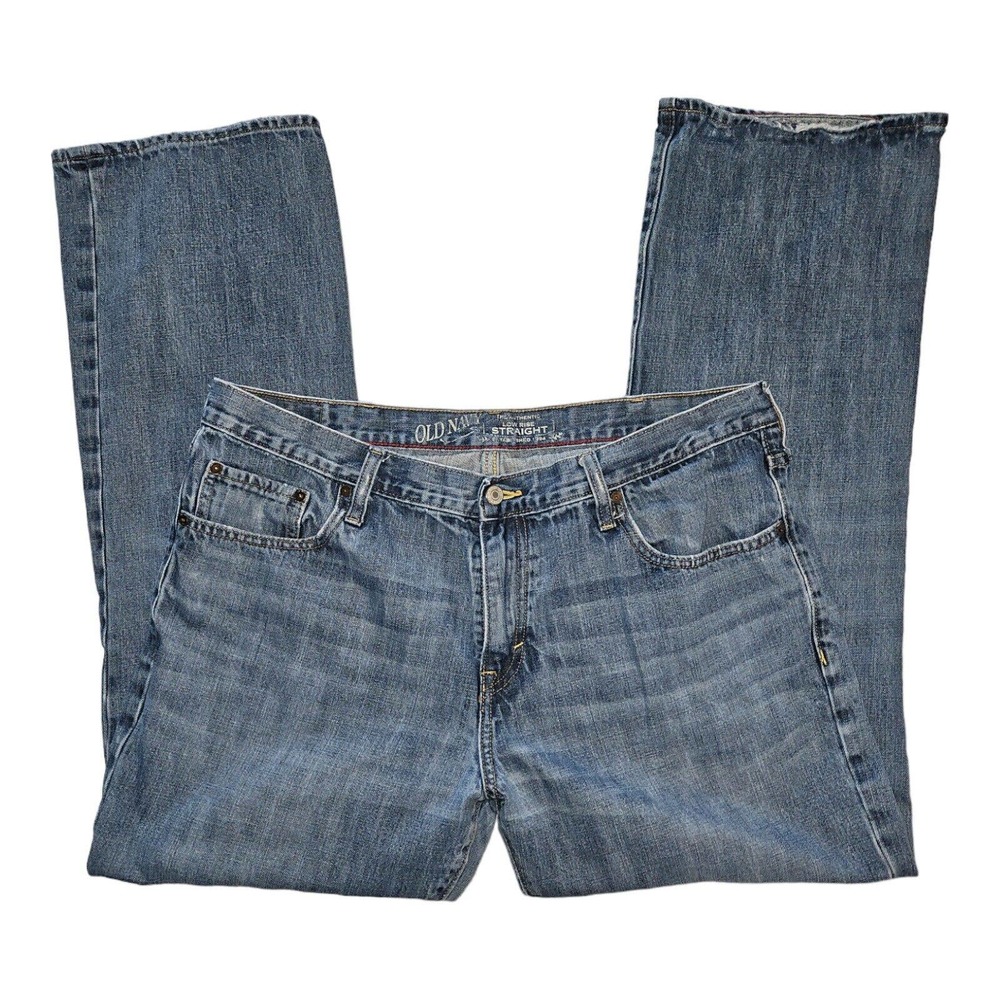 Old Navy Jean's Men's 38x32 Low-Rise Straight Leg Blue Denim 5-Pocket